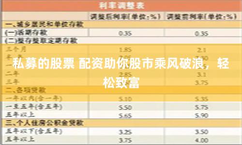 私募的股票 配资助你股市乘风破浪，轻松致富